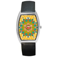 Mandala Patterns Yellow Barrel Style Metal Watch by Pakjumat