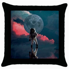 Astronaut Moon Space Nasa Planet Throw Pillow Case (black) by Maspions