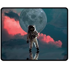 Astronaut Moon Space Nasa Planet Two Sides Fleece Blanket (medium) by Maspions