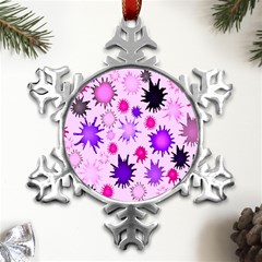 Inks Drops Black Paint Design Metal Small Snowflake Ornament by Hannah976