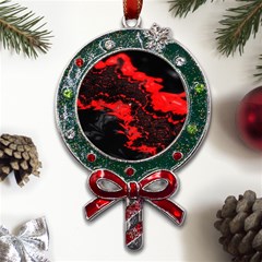 Red Black Fractal Mandelbrot Art Wallpaper Metal X mas Lollipop With Crystal Ornament by Hannah976