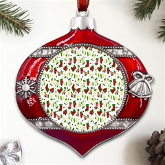 Warm Christmas  Metal Snowflake And Bell Red Ornament by ConteMonfrey