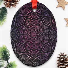 Mandala Neon Symmetric Symmetry Ornament (oval) by Hannah976
