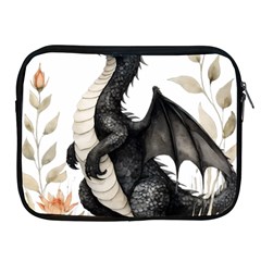 Cute Black Baby Dragon Flowers Painting (2) Apple Ipad 2/3/4 Zipper Cases by 1xmerch