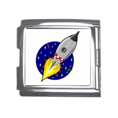 Rocket Ship Launch Vehicle Moon Mega Link Italian Charm (18mm) by Sarkoni