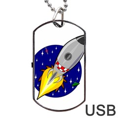 Rocket Ship Launch Vehicle Moon Dog Tag Usb Flash (one Side) by Sarkoni