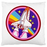 Badge Patch Pink Rainbow Rocket Large Cushion Case (One Side) Front