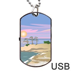 Vacation Island Sunset Sunrise Dog Tag Usb Flash (two Sides) by Sarkoni