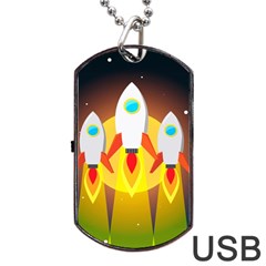 Rocket Take Off Missiles Cosmos Dog Tag Usb Flash (two Sides) by Sarkoni