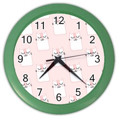 Pattern Pink Cute Sweet Fur Cats Color Wall Clock by Sarkoni