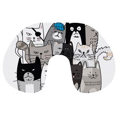 Cute Cat Hand Drawn Cartoon Style Travel Neck Pillow by Grandong