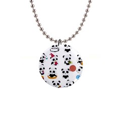 Playing Pandas Cartoons 1  Button Necklace by Apen