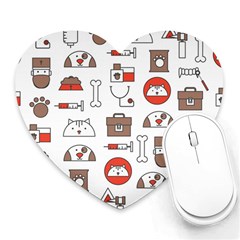 Vector Thin Line Art Vet Seamless Pattern Heart Mousepad by Bedest