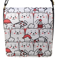 Cute Cat Chef Cooking Seamless Pattern Cartoon Flap Closure Messenger Bag (s) by Bedest