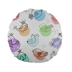 Cartoon Bird Cute Doodle Bird Standard 15  Premium Round Cushions by Bedest