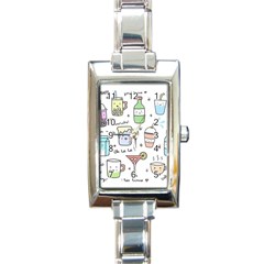 Drinks Cocktails Doodles Coffee Rectangle Italian Charm Watch by Apen