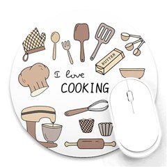 I Love Cooking Baking Utensils Knife Round Mousepad by Apen