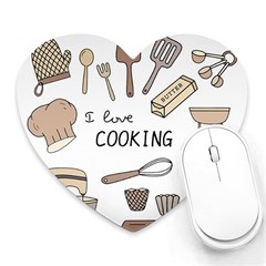 I Love Cooking Baking Utensils Knife Heart Mousepad by Apen