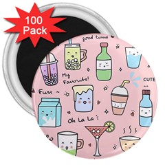 Drink Cocktail Doodle Coffee 3  Magnets (100 Pack) by Apen