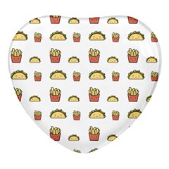 Fries Taco Pattern Fast Food Heart Glass Fridge Magnet (4 Pack) by Apen