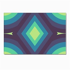 Pattern Blue Green Retro Design Postcards 5  X 7  (pkg Of 10) by Ravend