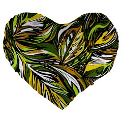 Foliage Pattern Texture Background Large 19  Premium Flano Heart Shape Cushions by Ravend