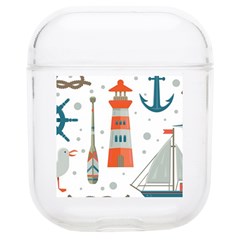 Nautical Elements Pattern Background Soft Tpu Airpods 1/2 Case by Grandong