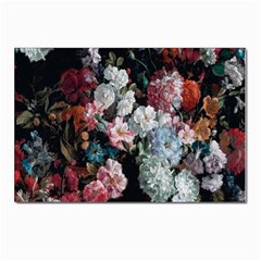 Floral Pattern, Red, Floral Print, E, Dark, Flowers Postcard 4 x 6  (pkg Of 10) by nateshop