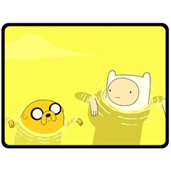 Adventure Time Jake The Dog Finn The Human Artwork Yellow Fleece Blanket (large) by Sarkoni