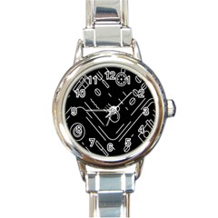 Coffee Background Round Italian Charm Watch by Bedest