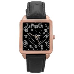 Coffee Background Rose Gold Leather Watch  by Bedest