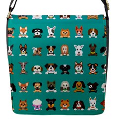 Different Type Vector Cartoon Dog Faces Flap Closure Messenger Bag (s) by Bedest