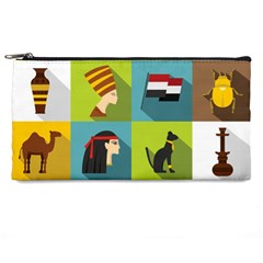 Egypt Travel Items Icons Set Flat Style Pencil Case by Bedest