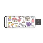 Fantasy Things Doodle Style Vector Illustration Portable USB Flash (One Side) Front