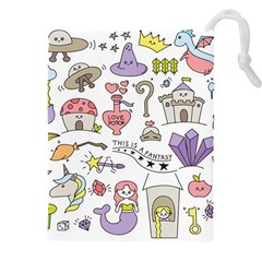 Fantasy Things Doodle Style Vector Illustration Drawstring Pouch (5xl) by Bedest