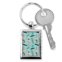 Beach Surfing Surfers With Surfboards Surfer Rides Wave Summer Outdoors Surfboards Seamless Pattern Key Chain (rectangle) by Bedest