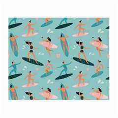 Beach Surfing Surfers With Surfboards Surfer Rides Wave Summer Outdoors Surfboards Seamless Pattern Small Glasses Cloth (2 Sides) by Bedest