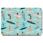 Beach Surfing Surfers With Surfboards Surfer Rides Wave Summer Outdoors Surfboards Seamless Pattern Large Doormat 30 x20  Door Mat