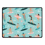 Beach Surfing Surfers With Surfboards Surfer Rides Wave Summer Outdoors Surfboards Seamless Pattern Two Sides Fleece Blanket (Small) 45 x34  Blanket Front