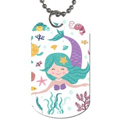 Set Cute Mermaid Seaweeds Marine In Habitants Dog Tag (one Side) by Bedest