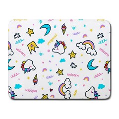 Unicorns Rainbows Seamless Pattern Small Mousepad by Bedest