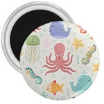 Underwater Seamless Pattern Light Background Funny 3  Magnets Front