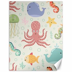 Underwater Seamless Pattern Light Background Funny Canvas 12  X 16  by Bedest