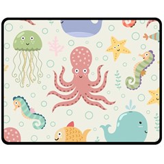 Underwater Seamless Pattern Light Background Funny Fleece Blanket (medium) by Bedest