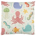 Underwater Seamless Pattern Light Background Funny Standard Premium Plush Fleece Cushion Case (Two Sides) Back