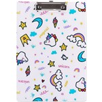 Unicorns Rainbows Seamless Pattern A4 Acrylic Clipboard Front