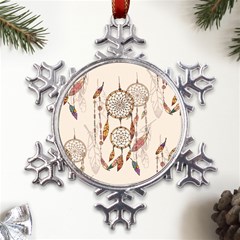 Coloured Dreamcatcher Background Metal Large Snowflake Ornament by Hannah976