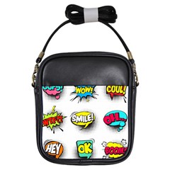 Set Colorful Comic Speech Bubbles Girls Sling Bag by Hannah976