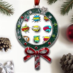 Set Colorful Comic Speech Bubbles Metal X mas Lollipop With Crystal Ornament by Hannah976