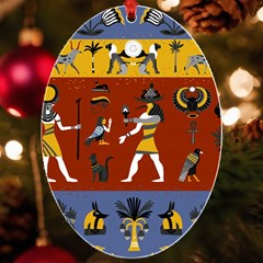 Ancient Egyptian Religion Seamless Pattern Uv Print Acrylic Ornament Oval by Hannah976